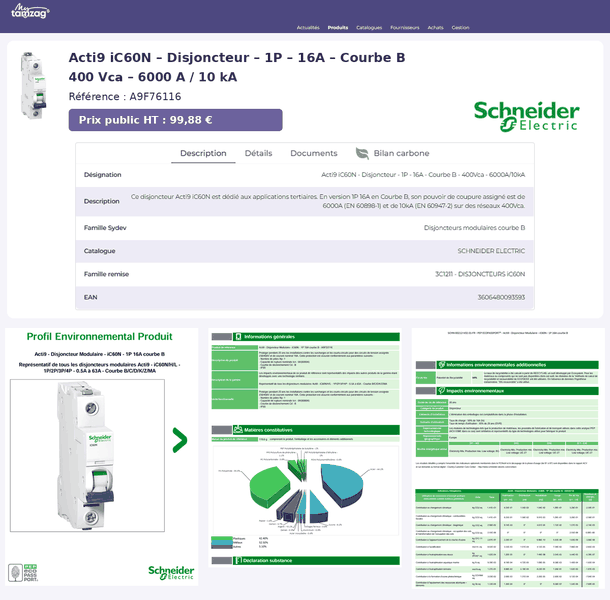 Informations produit et profil environnemental PEP