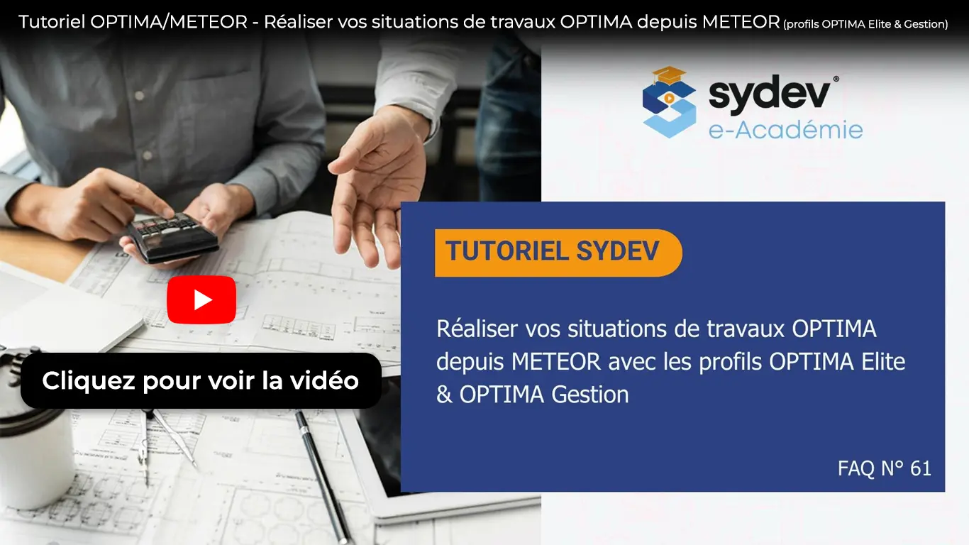 Situation de travaux OPTIMA depuis METEOR